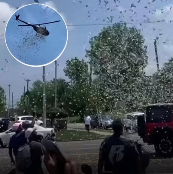 A helicopter in Detroit dropped thousands of dollars onto the streets, reportedly fulfilling the final wish of a late car wash owner who wanted to give back to the community.